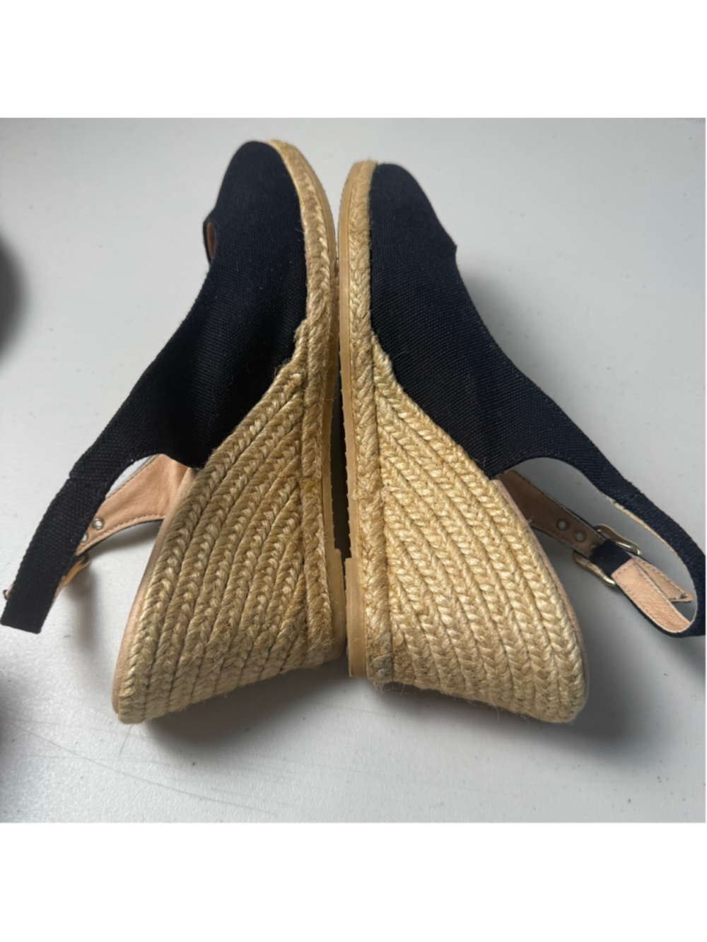 Women's Viscata Palomera Espadrille Wedge Sandals Size EU 37/US 6.5 Black Beige - Picture 6 of 13